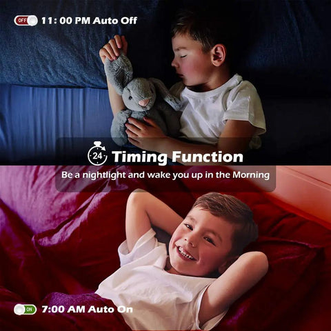 Child sleeping with timing function display for 82ft LED Strip Lights With Music Sync Color Changing RGB Rope Light