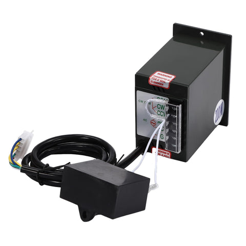 110V 200W AC Gear Motor with Variable Speed Controller, black housing and wires, Beefy Torque Gear Reducer for Industrial Automation