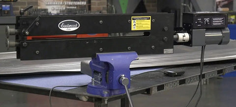 Bead Roller Drive System with 1/6 HP 120V Motor, Variable Speed 0 To 20 RPM, and Foot Pedal Control on metal workbench.