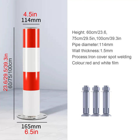 Gotta Have These Rock Solid Steel Traffic Cones And Parking Bollards, High Visibility Reflective Road Barrier Posts For Driveway Protection, Easy Setup 24 Inch Safety Markers Built Tough showing a 60cm red and white bollard.