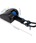 Heavy Duty 12V Electric Anchor Winch For Marine Boat With Remote Control And 100 Feet Rope Powering Smooth Anchoring Up To 70 Ft Min For Serious Anglers, showcasing dimensions and braided blue rope.