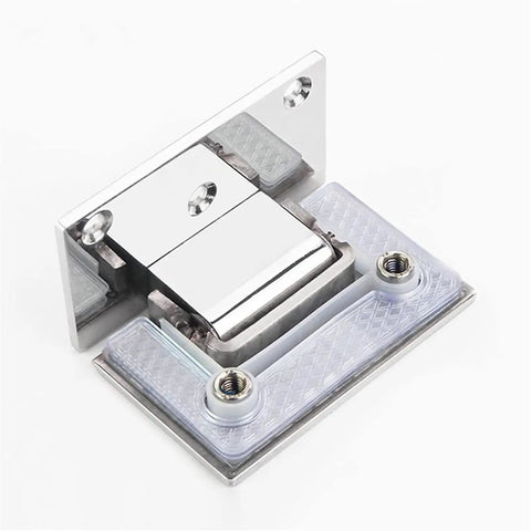 Heavy Duty 304 Stainless Steel Glass Shower Door Hinges For 6 To 12Mm Frameless Glass Door 90 Degree Pair top view close-up