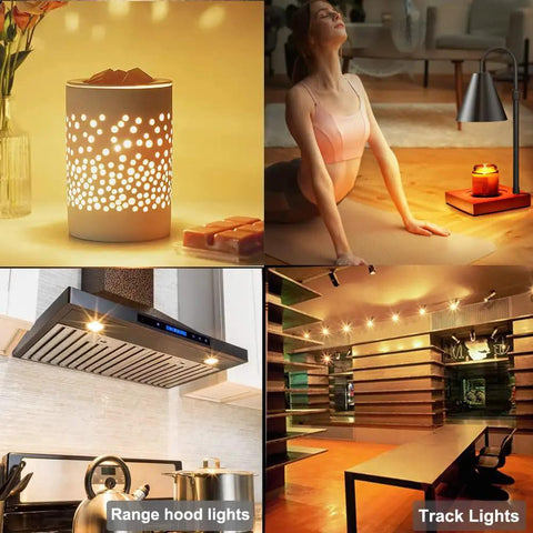 Six Pack 35W Dimmable GU10 Bulbs With 380 Lumens Warm White 2800K for candle warmers, track lights, and range hoods.