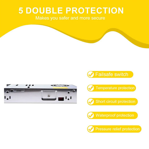 Heavy Duty 600W 24V 25A Single Output Switching Power Supply Featuring Hella High Efficiency And Slick Internal Cooling for protection features.