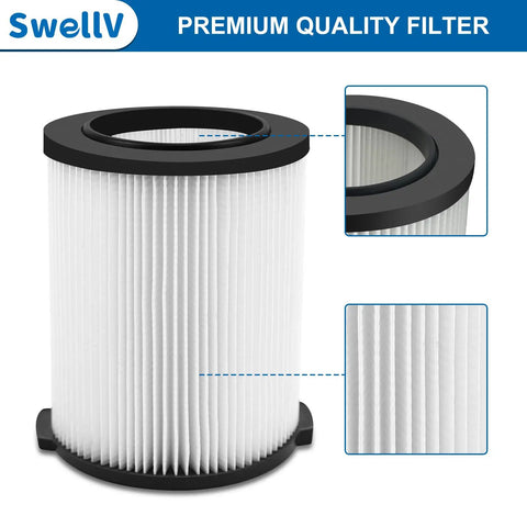 VF4000 Replacement Filter For 5 To 20 Gallon Wet Dry Vacuums And Husky 6 To 9 Gallon Models, Durable Pleated Design