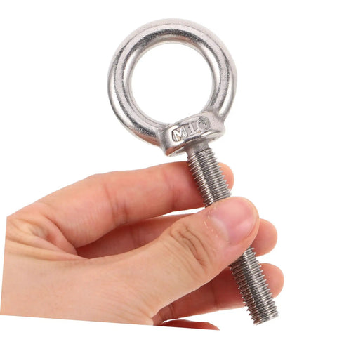 M10x60 Stainless Steel Eyebolts With Nuts And Flat Spring Washers, Weather Resistant And Anti Loosening Design For Outdoor And Indoor Use, Built To Last Heavy Duty Anchor Eyebolts For Household Projects And Sensitive Devices, hand-held