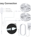 33 Feet LED Strip Lights With App Control And Voice Assistant Compatibility RGB Color Changing Lit Mood Lights For Bedroom Decor installation diagram