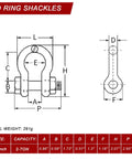 3 Pack Chain Shackles Set Heavy Duty Alloy Screw Pin Anchor Shackles With Working Load Limit Two Tons 4400 Lbs For Rigging Tow Marine Half Inch Built For Harsh Weather And Heavy Duty Rigging, 1/2 inch 2-ton diagram