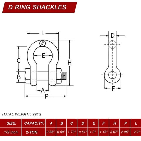 3 Pack Chain Shackles Set Heavy Duty Alloy Screw Pin Anchor Shackles With Working Load Limit Two Tons 4400 Lbs For Rigging Tow Marine Half Inch Built For Harsh Weather And Heavy Duty Rigging, 1/2 inch 2-ton diagram