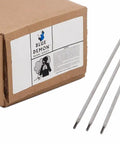 E7014 Iron Powder Carbon Steel Welding Electrodes 3/32 In X 14 In 50 Lb Carton next to three electrodes
