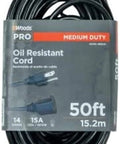 Heavy Duty Outdoor Extension Cord 50 Ft 14 Gauge 3 Conductor, Oil Resistant Vinyl Jacket, All Weather Flex, Coiled