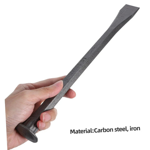 Heavy Duty Mason Chisel And Drawknife Wielding Kickass Carbon Steel For Rock Solid Brickwork And Sweet Wood Carving with iron handle in hand.