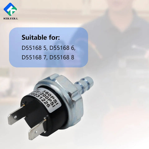 Air Compressor Micro Pressure Switch N003990 Fits D55168 Types 5 Through 8 160 PSI On and 200 PSI Off Replacement Part