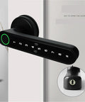 Zero Stress Smart Door Lock Featuring Quick Fingerprint Swipe App Override And Keypad Passcode For Smooth Single Deadbolt Upgrade On Wood Or Metal Doors Today Without The Headache, close-up of keypad and lock button.