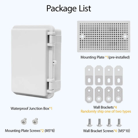 Weatherproof Junction Box All Weather Ready Outdoor Indoor ABS Plastic IP65 Enclosure With Hinged Lid 5.9x3.9x2.8 Inches Grey