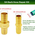 Heavy Duty Lovegarden Repair Kit Includes 4 Set Of 3/4 Inch Brass Barb Connectors With Swivel Converters Male Female Gaskets And Stainless Clamps For Garden Hose Fixes That Never Let You Down. Brass 3/4 inch hose repair fittings for flexible hose connection