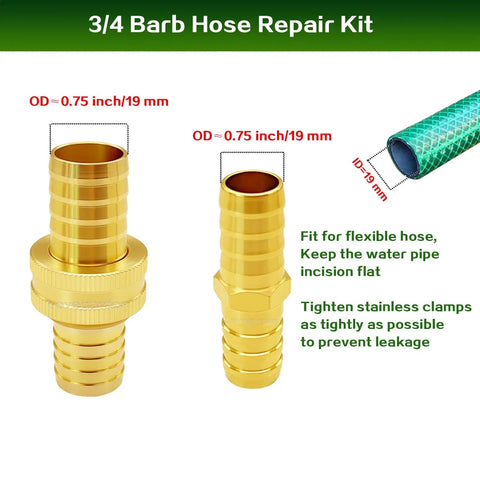 Heavy Duty Lovegarden Repair Kit Includes 4 Set Of 3/4 Inch Brass Barb Connectors With Swivel Converters Male Female Gaskets And Stainless Clamps For Garden Hose Fixes That Never Let You Down. Brass 3/4 inch hose repair fittings for flexible hose connection