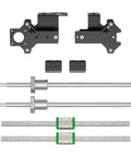 Level Up Your 3D Printer Setup With This Knockout Dual Z Axis Upgrade Kit Featuring Ball Screw Linear Rail Motion System For Rock Solid Stability And Ultra Smooth Extrusion, showcasing aluminum plates, ball screws, and linear rails.