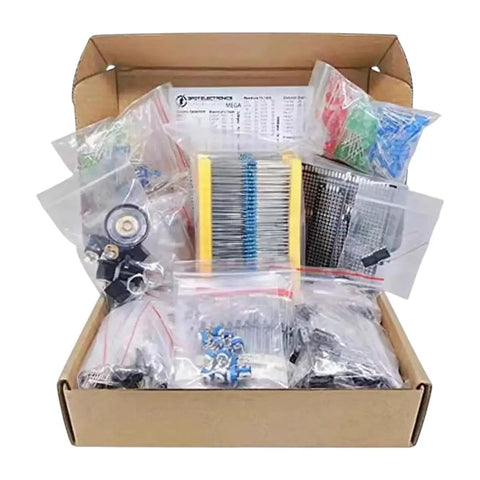 Mega 1900 Piece Electronic Component Kit With Assortment of Capacitors Resistors LEDs Transistors DC Jacks PCBs and Op Amps for Do It Yourself Electronics Projects 2026 Edition Perfect for Hobbyists and Makers in open box