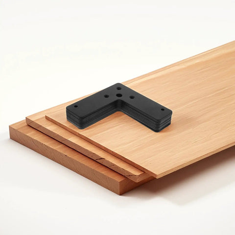 Heavy Duty L Shape Stainless Steel Corner Brackets Set Of 10 With Smooth Edges for Frames and Windows on wood surface
