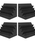 High Density Acoustic Foam Corner Bass Traps For Music Studios Podcast Recording Home Cinema Audio Treatment Absorption Panels in black.