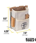 Canvas And Leather 5 Pocket Tool Pouch With Chain Tape Thong And Tunnel Belt Connection Beige For Pros And DIYers