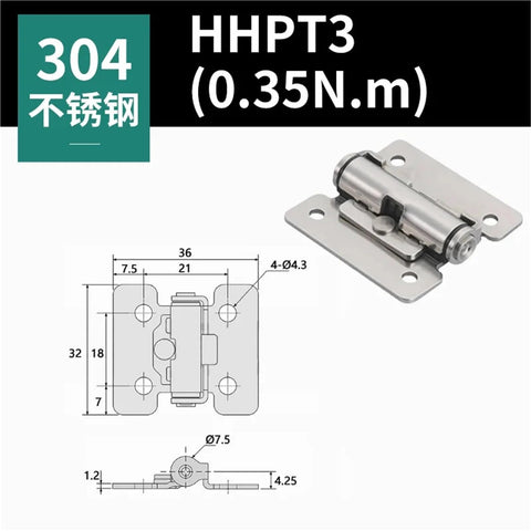 Front view of 304 stainless steel torque-damping concealed 90-degree cabinet hinge, soft-close, no-drill mounting, 2 pcs