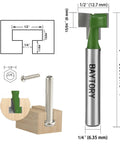 Keyhole Router Bits Set for Wood With One Quarter Inch Shank, Blade Diameters Five Sixteenths, Three Eighths and One Half Inch, Ideal for Long T Slots and Keyhole Holes for Hanging Frames, Shelves, Mirrors, Cabinets, Green