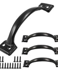 4 Pack Vintage Black Gate Handles Curved Pulls For Barn Doors Cabinets And Furniture 5.4 Inch Heavy Duty Hardware With Mounting Screws Included