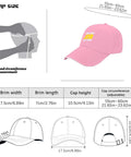 Low Profile Pink Womens Lightweight Cap With Sweatband For All Seasons featuring size measurements and illustration