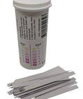 Premium Grade Nitrite And Nitrate Test Strips Covers 0 To 25 And 0 To 500 Ppm For Fish Tanks And Farm Wells Delivers Hella Accurate Readouts In Seconds With No Sweat Or Extra Effort, displayed in a container with test strips