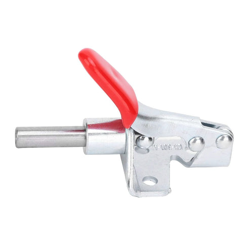 Grab And Go Quick Release Clamp Set For Woodworking Tables And Saw Benches, galvanized iron toggle fixture, side view