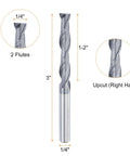 HARFINGTON 1/4in spiral router bit, up-cut, 2-flute solid carbide, 1/4in shank, AlTiN coated, 1-1/2in cut length
