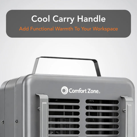 Top view of Toasty Up Your Garage Or Greenhouse With This Portable Milkhouse Style Electric Space Heater, handle visible on top.