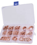 Premium Copper Washer Set 280 Pcs Solid Flat Washers Across 12 Sizes Pro Grade SAE Fit For Industrial And Electrical Projects in storage box