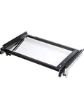 One Piece Folding Lift Hinge With Air Spring Mechanism drops like butter, heavy duty black steel for desks and tables.
