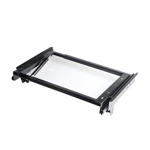 One Piece Folding Lift Hinge With Air Spring Mechanism drops like butter, heavy duty black steel for desks and tables.