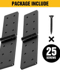 Heavy Duty Gate Hinges 2 Pack 270 Degree Adjustable Butt Folding Door Hinge with 25 screws, black durable steel