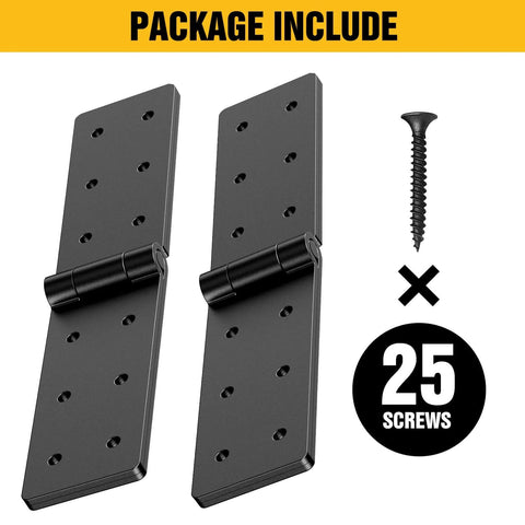 Heavy Duty Gate Hinges 2 Pack 270 Degree Adjustable Butt Folding Door Hinge with 25 screws, black durable steel