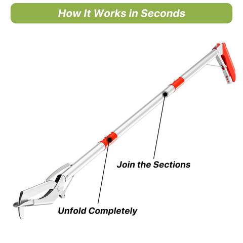 50 Inch Foldable Grabber Reacher Tool For Seniors, Extra Long 3 Fold Reaching Aid, Heavy Duty Trash Picker Upper And Litter Pickup Tool For Home And Garden