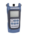 Front view of handheld optical power meter with SC FC connector for fiber optic testing, -70 to +10 dBm range, pro grade tool