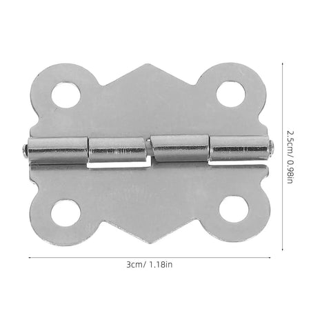 Vintage Butterfly Hinges For Cabinet Doors With Replacement Screws Silver Iron Small Decorative Hinges Featuring Retro Lace Craftsmanship And Easy Installation For Furniture Makeover measured at 3cm by 2.5cm.