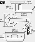 Heavy Duty Storeroom Door Lock Handle With Two And Three Quarter Backset UL 3 Hour Fire Rated ADA Compliant Satin Chrome Finish Non Handed Lever Grade 2 Commercial Lock Outside Fixed Lever Keyed Entry Inside Emergency Exit Lever dimensions diagram