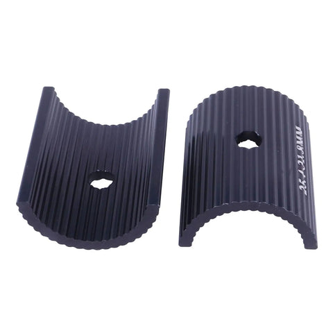 1 Pair Aluminum Alloy Bike Handlebar Stem Adapter 25.4mm To 31.8mm Conversion Shim Black on white background