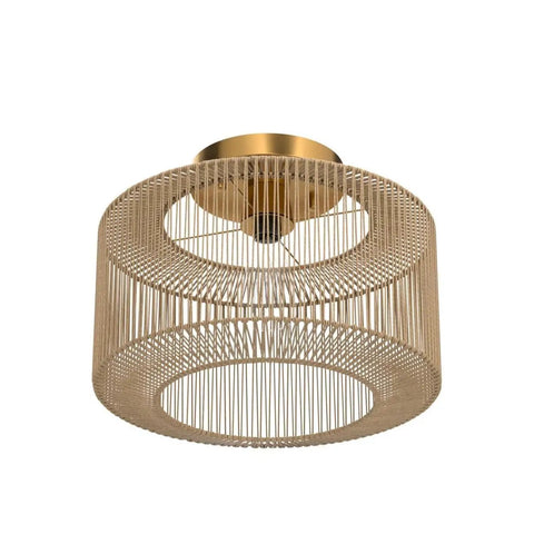Rattan Ceiling Light Fixture With Woven Wicker Shade, Boho Coastal Chic Chandelier, metal frame, wood tone flush mount, hallway, easy install