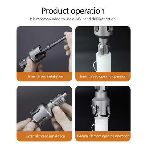 Heavy Duty Pipe Threading Tool Set With Internal And External Thread Openers Built To Last In Rugged Steel 2-Piece Kit during installation