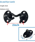 Two Pack Hook And Eye Latch For Doors And Gates 2 Inch Black Stainless Steel Heavy Duty Privacy Latch Solid 6mm Thick Rust Resistant