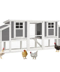 98 Inch Large Wooden Chicken Coop For 6 To 8 Chickens With Pull Out Tray, Four Nesting Boxes, Dual Roosting Perches, Outdoor Hen House Fence