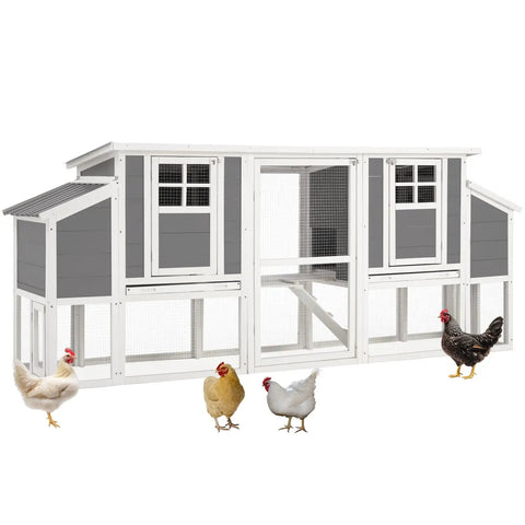98 Inch Large Wooden Chicken Coop For 6 To 8 Chickens With Pull Out Tray, Four Nesting Boxes, Dual Roosting Perches, Outdoor Hen House Fence