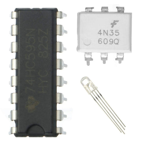 Electronic Starter Kit For Arduino And Raspberry Pi With Power Supply Module Jumper Wires Large Resistor Variety And Breadboard 400 Tie Point components including microchips and LED